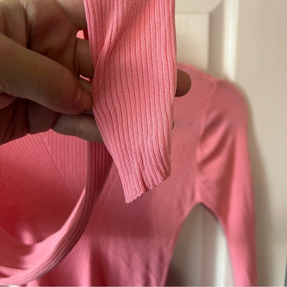 Maison Scotch Pink Ribbed Turtleneck Long Sleeve Top Size XS - Picture 4 of 11